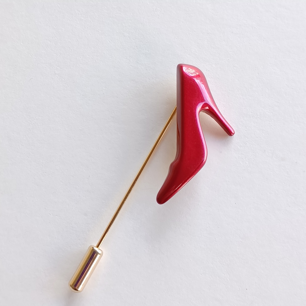 Gold High Heel Shoe Pin Signed FERRAGAMO
